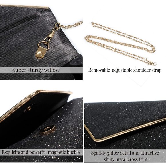 Womens Ladies Sparkling Party Handbag Evening Bag Clutch Purses - Picture 5 of 6